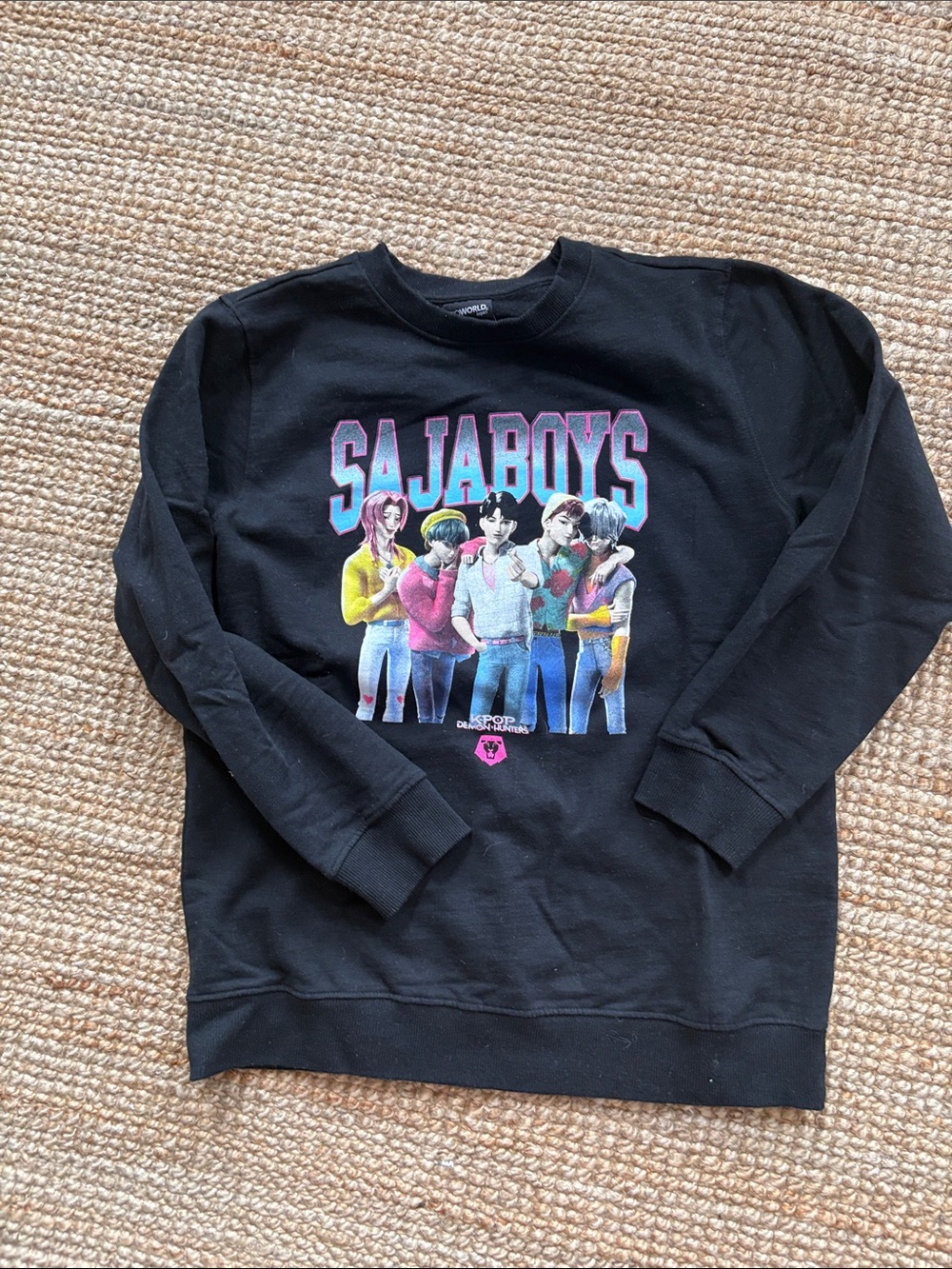 Bioworld Black Crewneck Sweater with SAJABOYS Multicolor Graphic